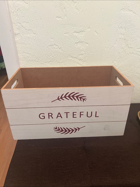 Grateful Wood Storage Other - #2088*”7x15”Grateful Wooden Storage Crate - White with Burgundy Accent